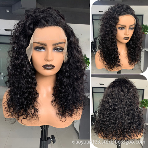 180% 250% Density Mink Brazilian Hair Wig Water Wave Raw Virgin Hair Wig Human Hair Transparent Lace Frontal Wig for Black Women